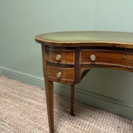 Beautiful Inlaid Edwardian Mahogany Antique Kidney Shaped Writing Desk