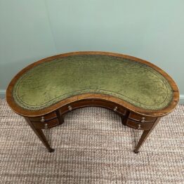 Beautiful Inlaid Edwardian Mahogany Antique Kidney Shaped Writing Desk
