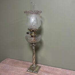Stunning Large Silver Plated Antique Victorian Oil Lamp