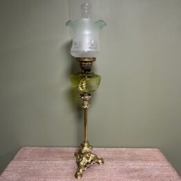 Spectacular Large Victorian Antique Brass Oil Lamp