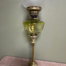 Spectacular Large Victorian Antique Brass Oil Lamp