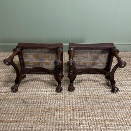Unusual Victorian Pair of Antique Stools