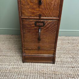 Unusual Edwardian Oak Antique Filing Cabinet