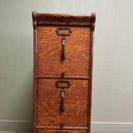 Unusual Edwardian Oak Antique Filing Cabinet