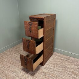 Unusual Edwardian Oak Antique Filing Cabinet