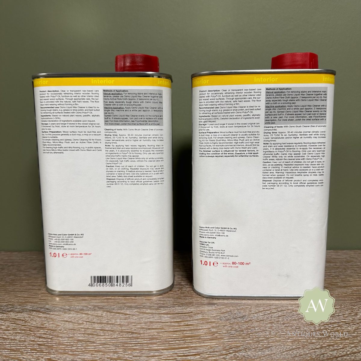 Osmo Liquid Wax Cleaner back of tin with label