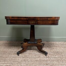 Quality Antique Regency Games Table with Brass Inlay