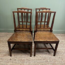 Country House Oak Set of 4 Antique Chairs