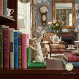 Cast Iron Antiqued White Rabbit Bookends