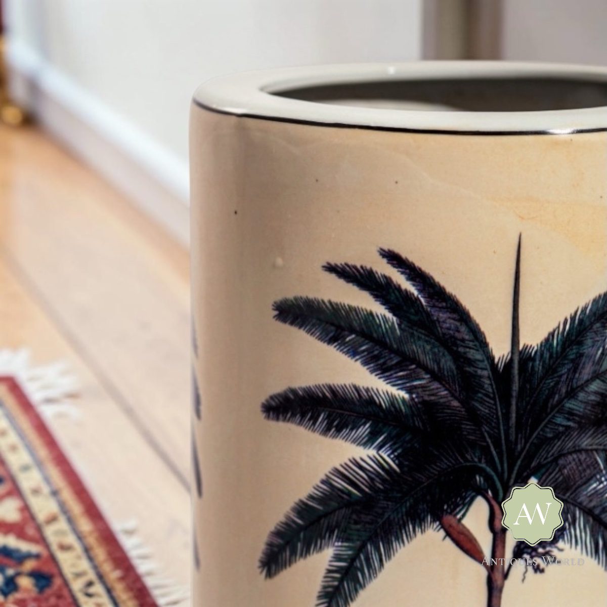 Ceramic Lithograph Palm Tree with Royal Seal Umbrella Stand 7 Ceramic Lithograph Palm Tree with Royal Seal Umbrella Stand