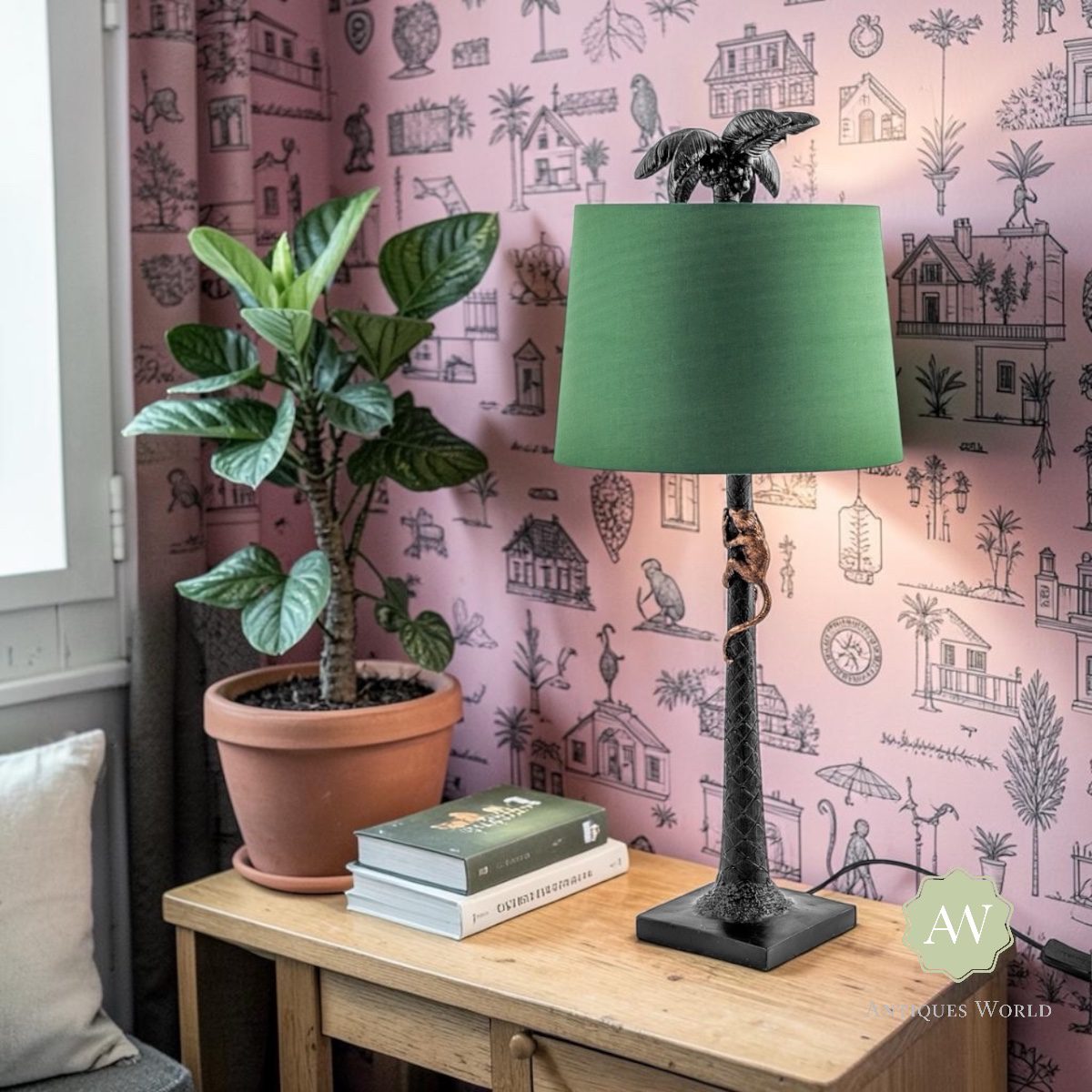 Palm Tree with Climbing Monkey Table Lamp 3 Palm Tree with Climbing Monkey Table Lamp