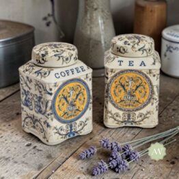 Set of 2 Renaissance Style Ceramic Tea & Coffee Jars