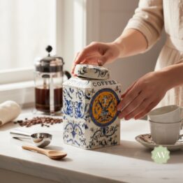 Set of 2 Renaissance Style Ceramic Tea & Coffee Jars