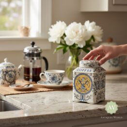 Set of 2 Renaissance Style Ceramic Tea & Coffee Jars