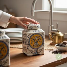 Set of 2 Renaissance Style Ceramic Tea & Coffee Jars