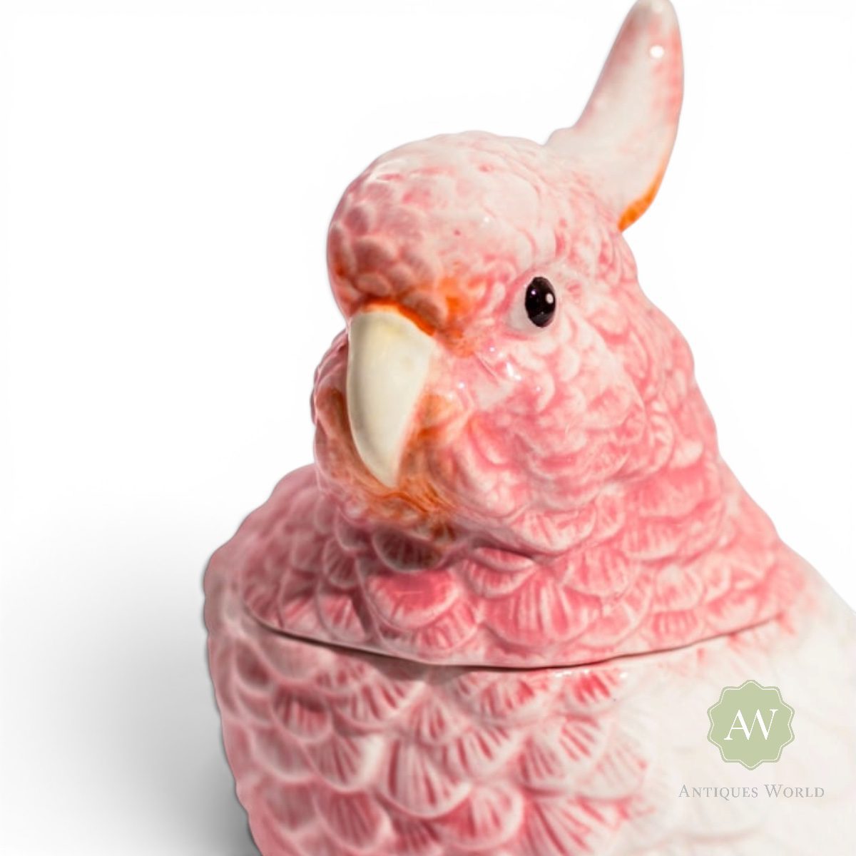Pink & White Ceramic Parrot Storage Jar / Vase 3 Pink & White Ceramic Parrot Storage Jar / Vase