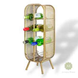 Rustic Metal Rattan 8 Bottle Wine Rack