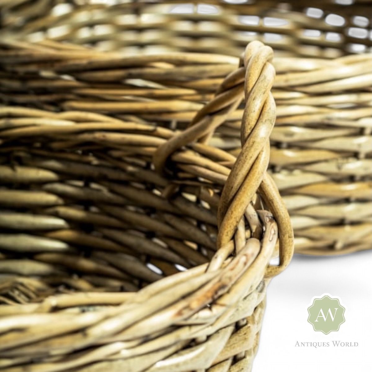 Set of 3 Rustic Woven Round Storage Baskets 3 Set of 3 Rustic Woven Round Storage Baskets