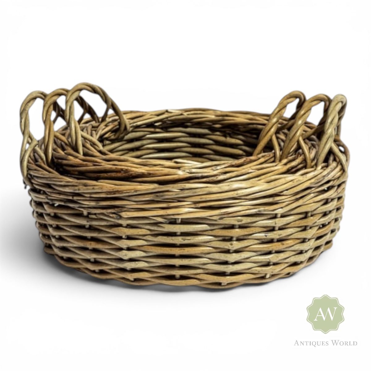 Set of 3 Rustic Woven Round Storage Baskets 2 Set of 3 Rustic Woven Round Storage Baskets