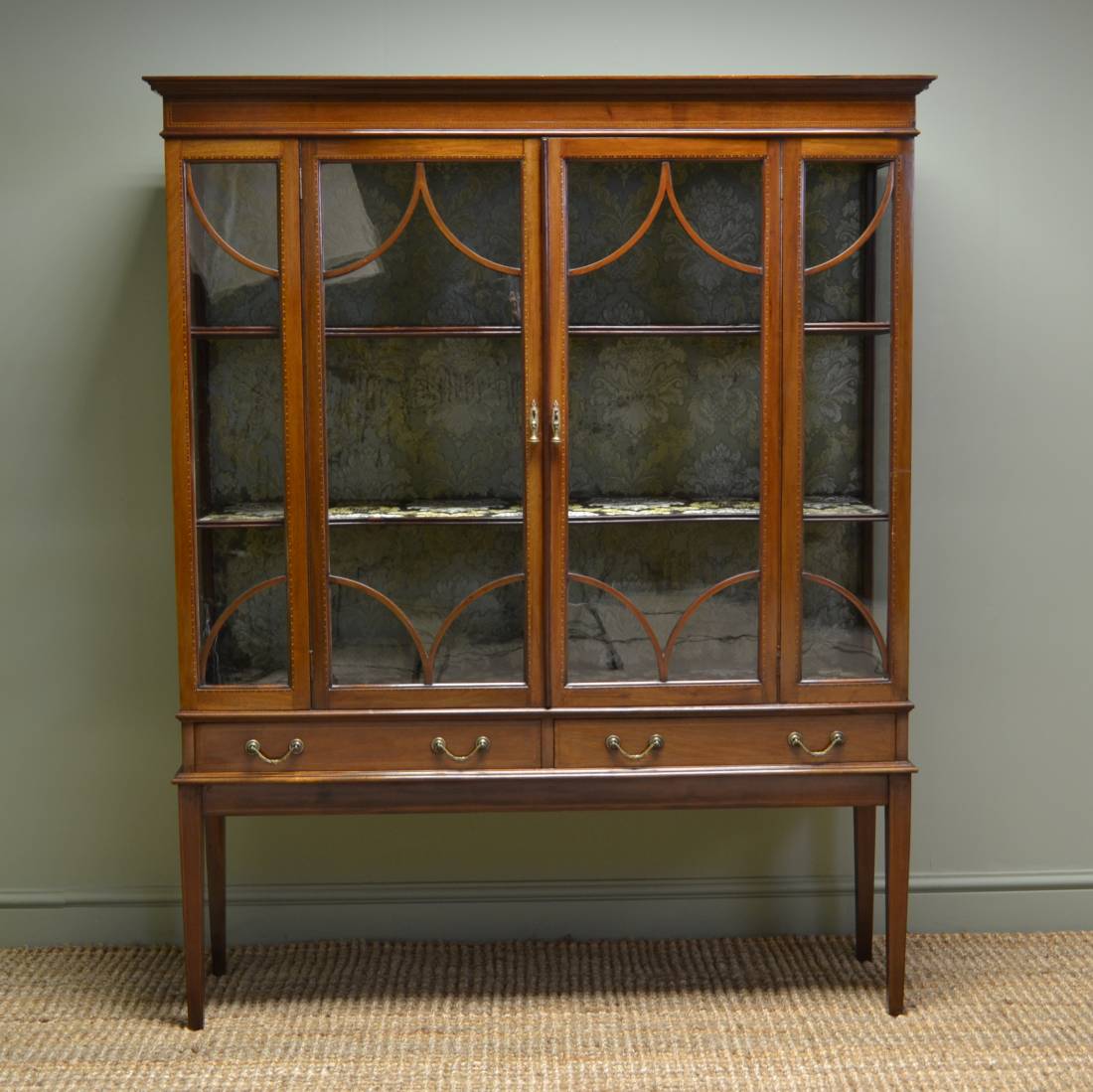 English Cabinet Makers - A to Z. 29 Edwardian Inlaid Mahogany Antique Display Cabinet by golding and son bolton