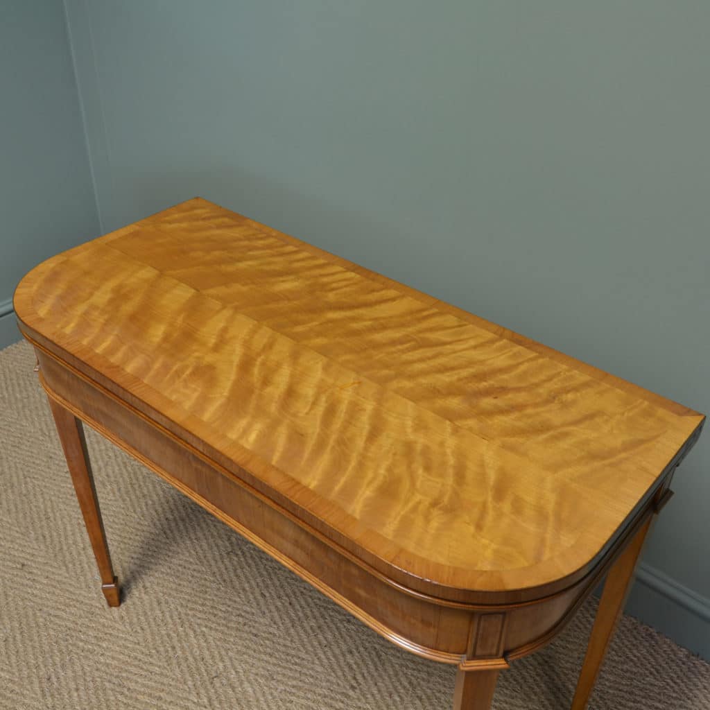 Antique Satinwood Furniture 7 Striking Golden Satinwood Edwardian Antique Side / Card Table