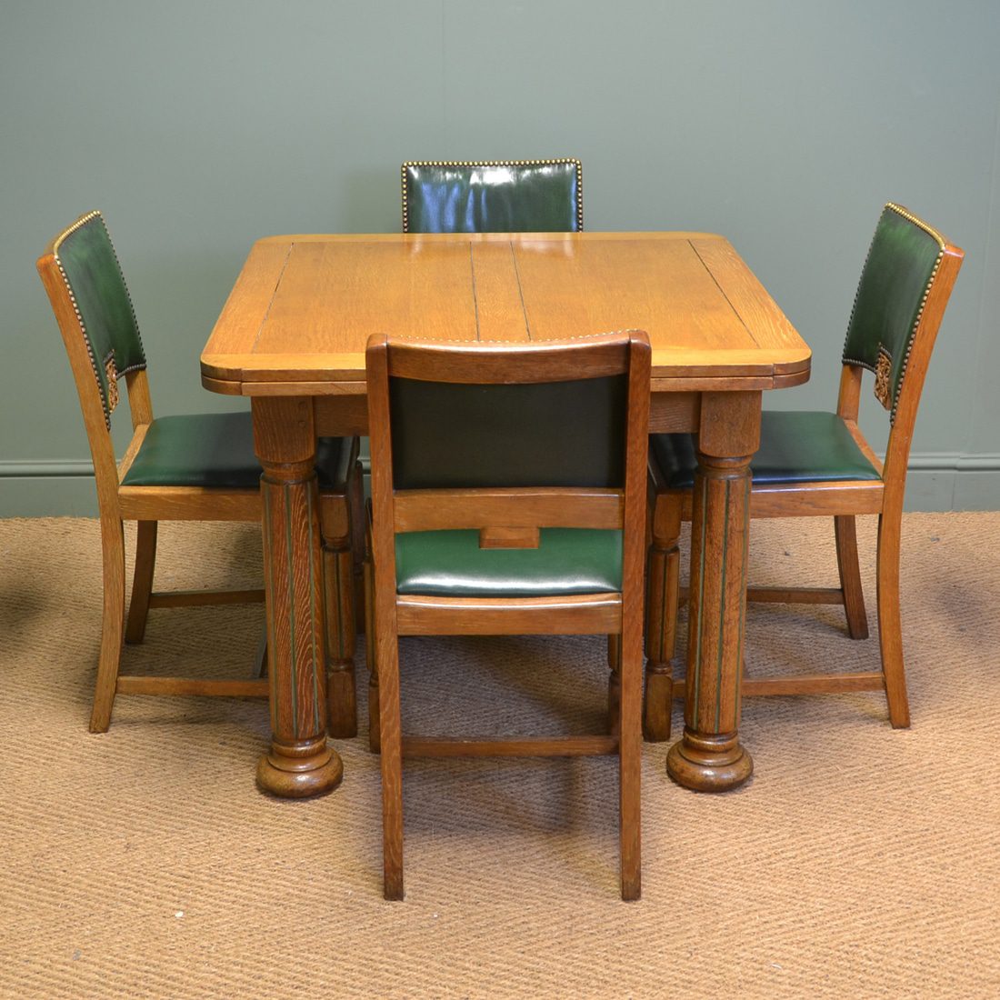 Spectacular Heals Style Art Deco Oak Antique Dining Set