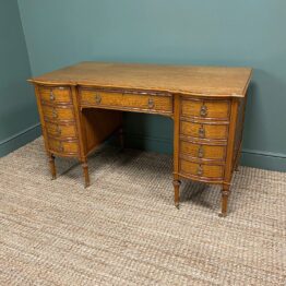 Fine Quality Large Edwardian Satinwood Antique Pedestal Desk