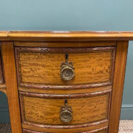 Fine Quality Large Edwardian Satinwood Antique Pedestal Desk