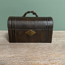 Unusual Antique Casket with 3 Cut Glass Bottles