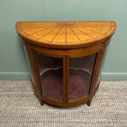 Spectacular Inlaid Bow Fronted Antique Satinwood Cabinet