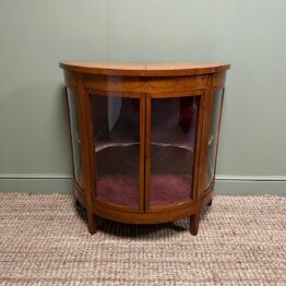 Spectacular Inlaid Bow Fronted Antique Satinwood Cabinet
