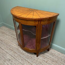 Spectacular Inlaid Bow Fronted Antique Satinwood Cabinet